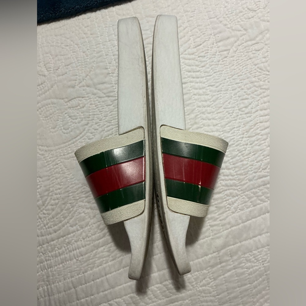 Gucci men’s web rubber slide sandal size 9 - Picture 9 of 15